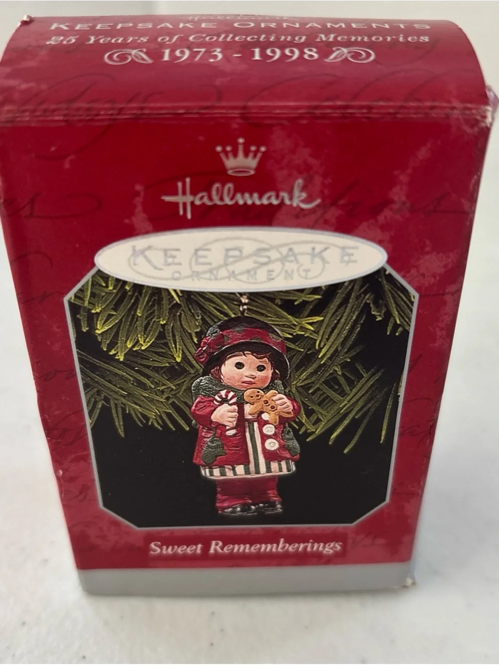 Hallmark Sweet Rememberings Red and Green Girl with Gingerbread Ornament